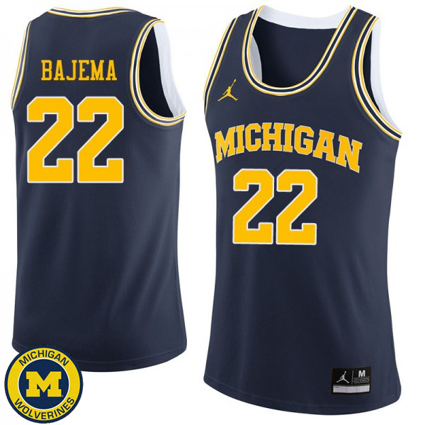 Mens Michigan Wolverines #22 Cole Bajema Navy Fashion Basketball Jersey